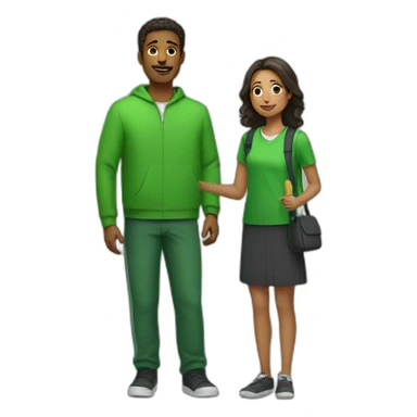 mentor with a student in green clothes sticker