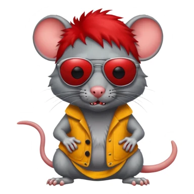 Zombie rat with red hair and sun glasses sticker