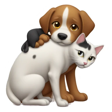 dog hugging cat sticker