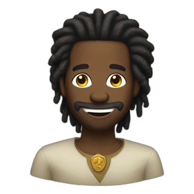 Black man imberbe with dread locks and golden teeth wearing a kippa sticker