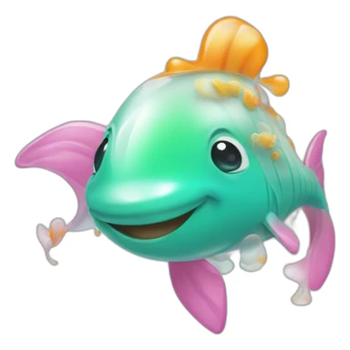 🐬 with plastic and 🍀 sticker