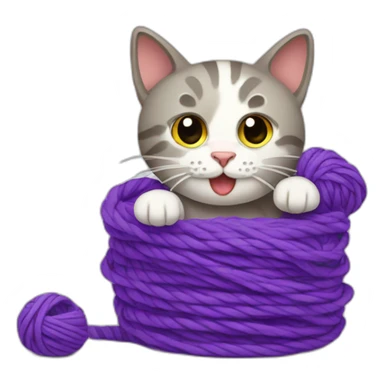 cat playing with yarn sticker