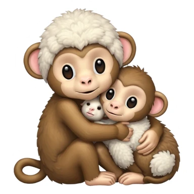 Monkey and lamb hugging  sticker