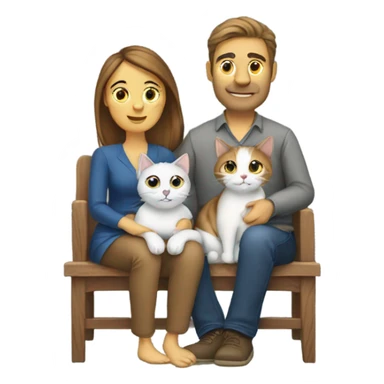 Husband and wife with two cats sticker
