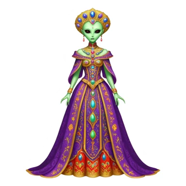 a alien woman full body in Romanov dress sticker