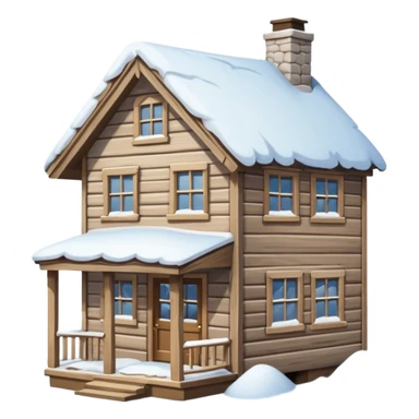 small house viewed directly from the front, with lots of snow.
The viewing angle must be directly towards the front door sticker
