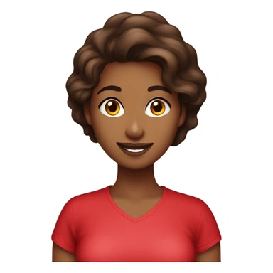 Light brown pretty lady with beautiful  dark brown hair red lipstick and with a red happy Valentine’s Day t-shirt sticker