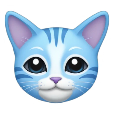 Blue simplistic sketch of a cute cat face sticker