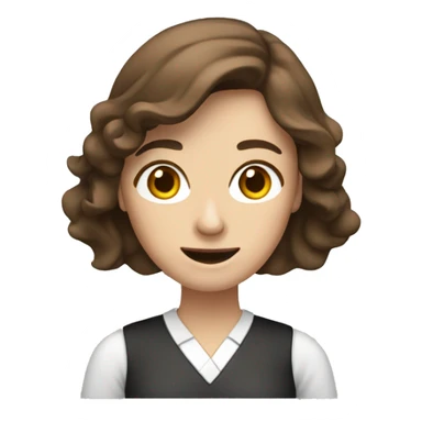 woman english teacher with brown hair waving han sticker