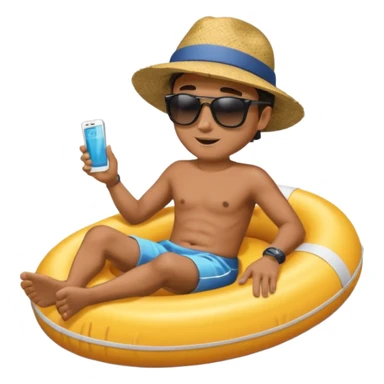 a man floatin on water while sitting on a tube sticker