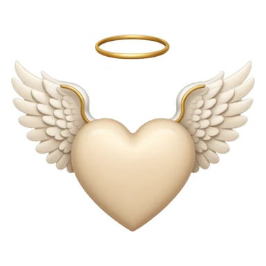 beige heart with white angel wings sticker
