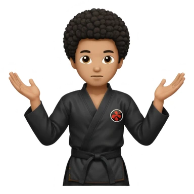 black karate instructor with afro hair and a low taper haircut, and a small fade on the sides sticker