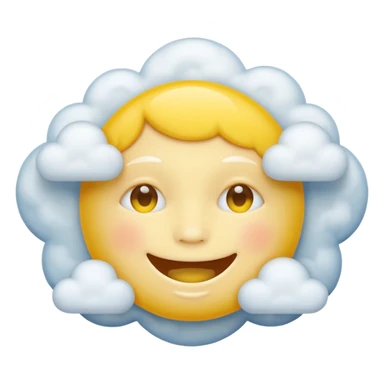Yellow circle face covered in clouds cover a mouth sticker