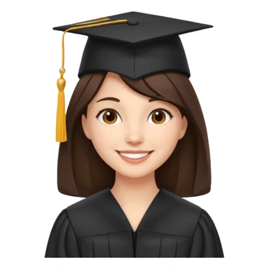 brunette person with graduation cap sticker