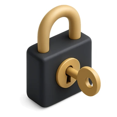 Closed padlock with a key inserted into it sticker