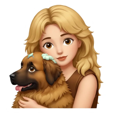 Ludovica che abbraccia il suo cane leone sticker