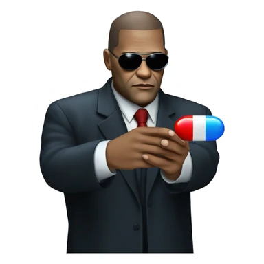Morpheus, Lawrence fishburne from the matrix, holding red and blue pill sticker