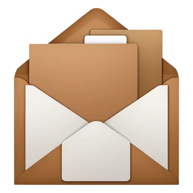 blank greeting card open with brown envelope next to it sticker