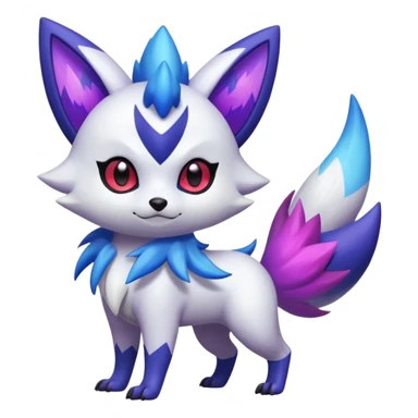Shiny White with Violet and Indigo markings and nebula markings Zorua-Zangoose-Pokémon-Fakémon-fusion-hybrid-creature sticker