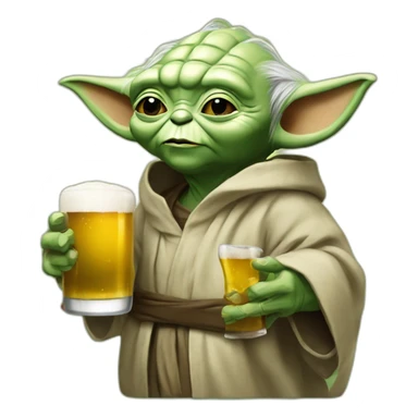 yoda buvant une bierre sticker