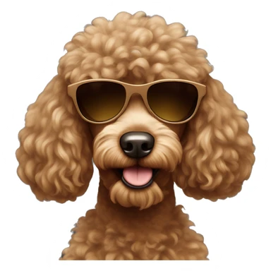 Brown poodle dog with sunglasses sticker