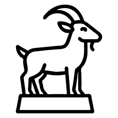 golden goat statue, elegant and simple outlined icon sticker