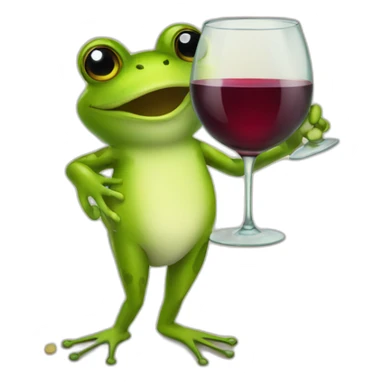 a frog with a glass of wine sticker