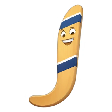 A hockeystick with a smile sticker