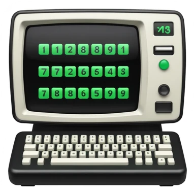 mac os icon code computer retro terminal, black, green white, numbers on the screen sticker