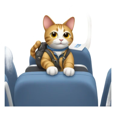 cat riding on an airplane wearing a scard sticker