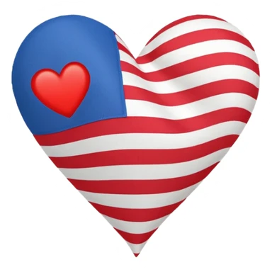 red, white, and blue striped flag, heart-shaped, emoji style sticker