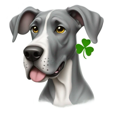 Grey great dane with four leaf clover sticker