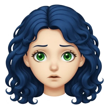 Girl with long  curly dark blue hair, green eyes, and very fair skin Disgusted sticker