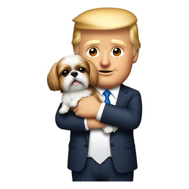 Donald trump holding a shih tzu dog in his arms  sticker