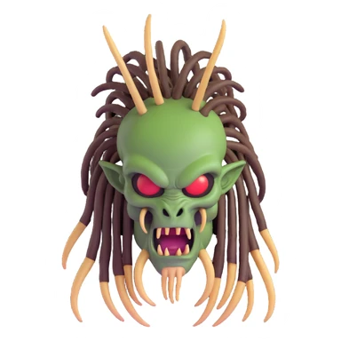 Predator alien with mandibles and dreadlocks sticker