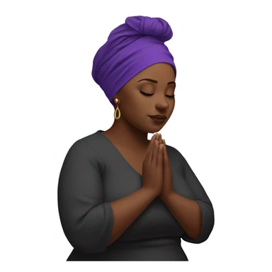Dark Plus size woman praying with purple head wrap   sticker