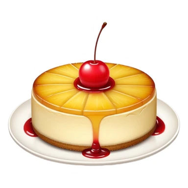 Pineapple upside down cheesecake topped with maraschino cherry  sticker