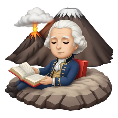 George Washington sleeping on top of a volcano with a book in his hand sticker