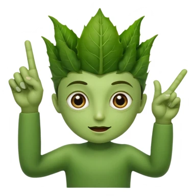 bhindi with big eyes antwo hands showing vitory sign sticker