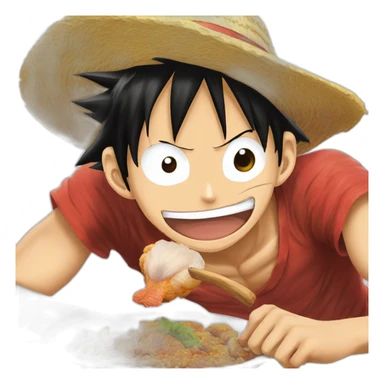 Monkey D Luffy qui mange du poulet sticker