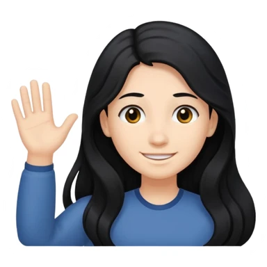 Long black hair little wave sticker