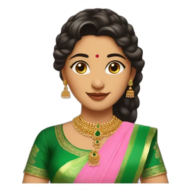 a beautiful girl wearing weeding pink lehanga and green kurta sticker