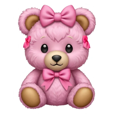 pink teddy bear with a pink bow on their head sticker