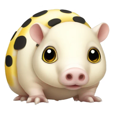 White chubby armadillo pig with yellow and black spots and cute tiny eyes sticker