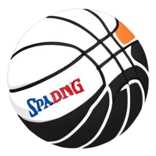 minimalist black Spalding basketball with simple NBA logo, few colorful lines, clean design sticker