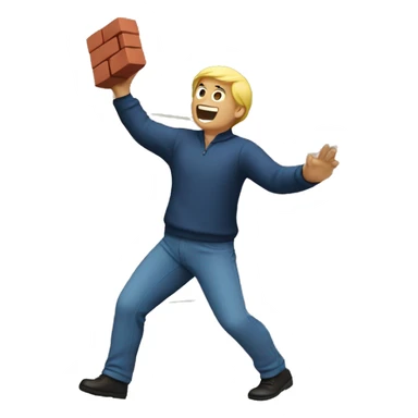 Man tossing brick sticker