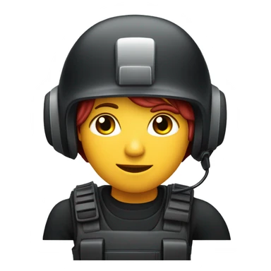 operator dressed in black with a milatary helmet, without glasses, wearing a headset, ready to respond to alerts, preferably red-haired female  sticker