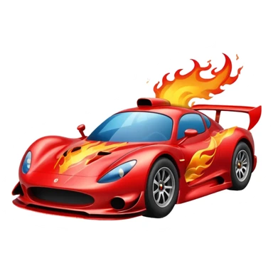 Racing car with flames coming out the back sticker