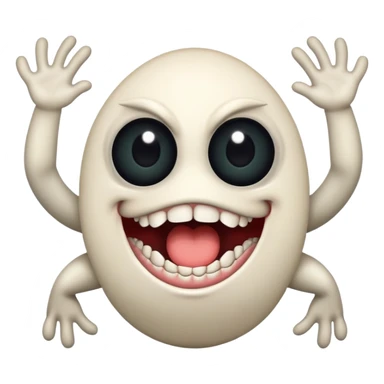 black creature with big mouth big eye face and blinding arms sticker