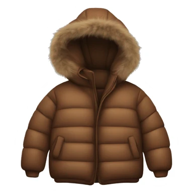 brown puffer jacket no person sticker